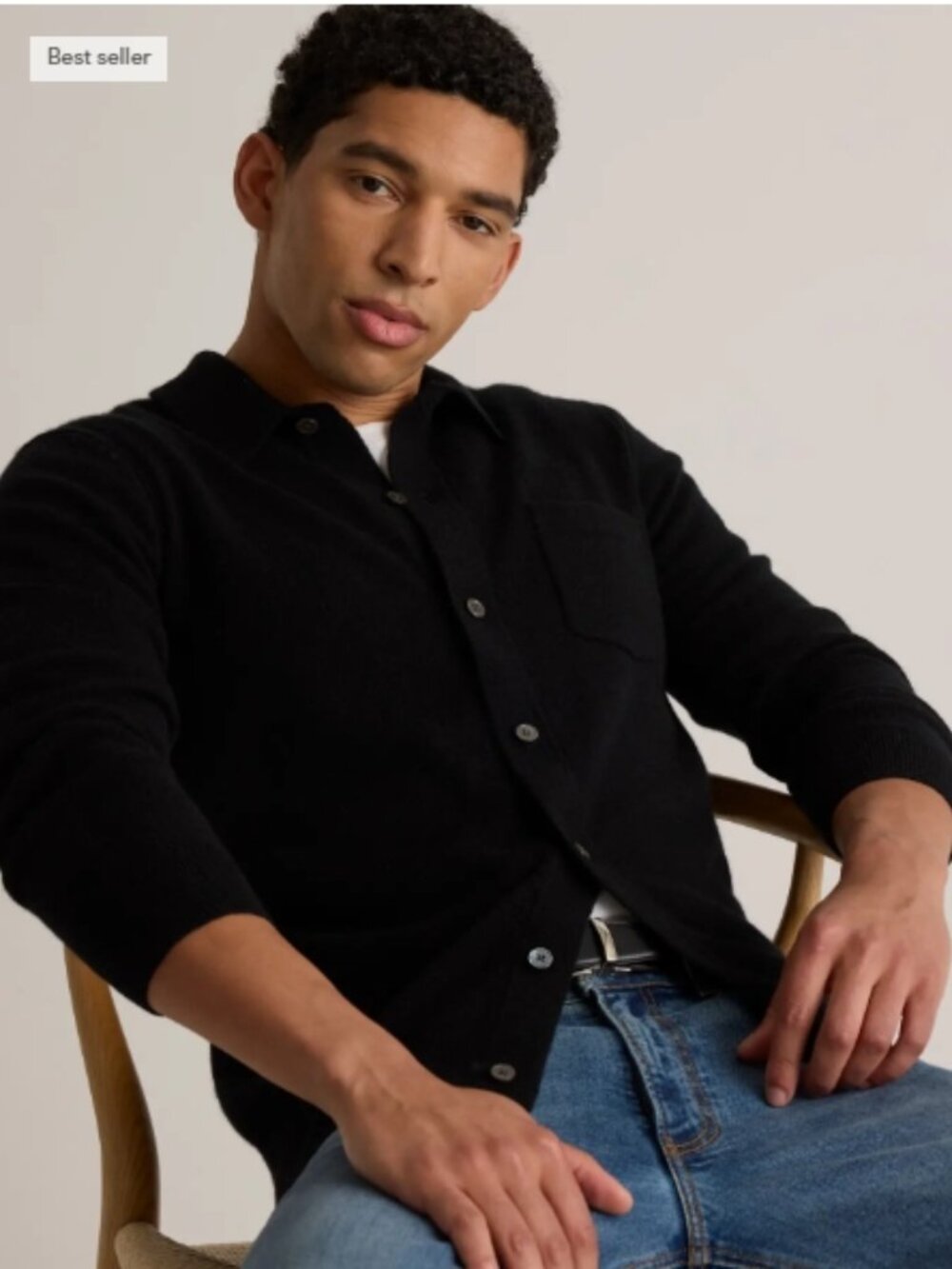 NWT New! $165 Quince Mens Large Button-Down 100% Cashmere Sweater BLACK